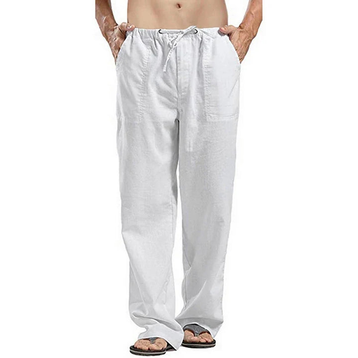 Solid Color Multi-Pocket Linen Men Pants - Casual Breathable Summer Trouser, Large Size