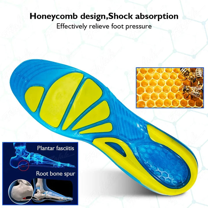 Gel Non Slip Shoe Insoles Silicone Massaging Orthotic Plantar Fascia Insole