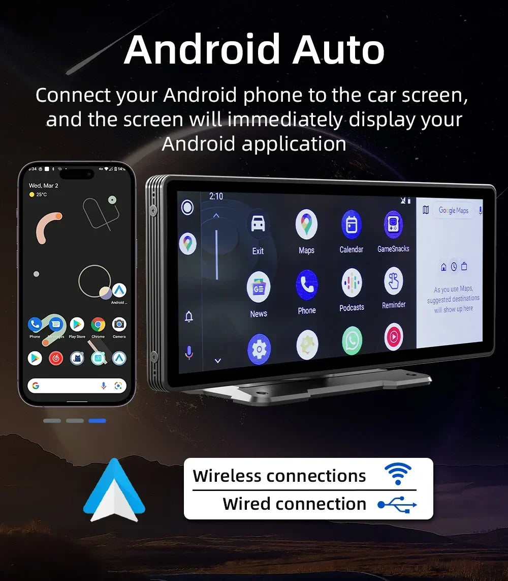 CarPlay Wireless Head Unit 10.26 Inch IPS HD Car Stereo With Rear View Camera Android Auto Fall 2025