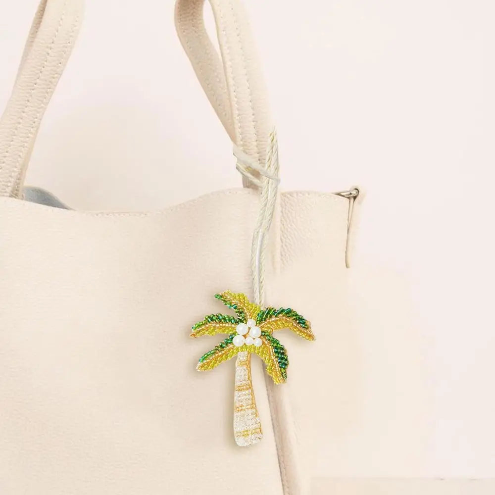 Coconut Tree Sequin Patch Keyring Bag Pendant Handmade