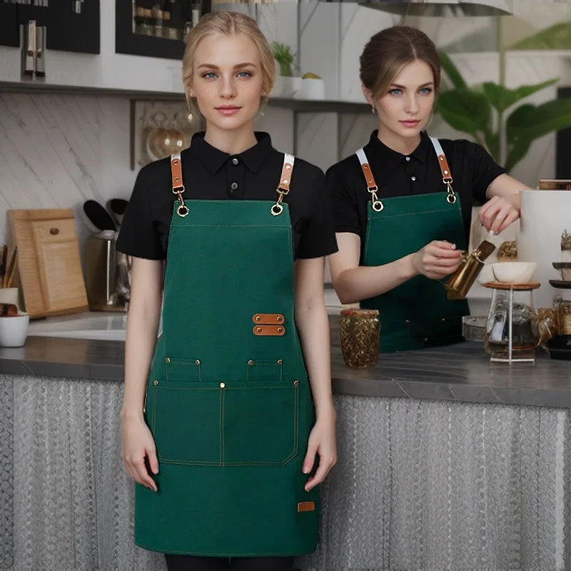 Kitchen Apron Professional Bib Apron Restaurant Work Apron Fall 2025 Waterproof Pockets Durable