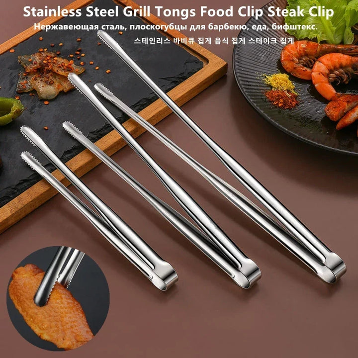 Stainless Steel BBQ Tongs Non-Slip Heat Resistant Grill Food Clip – Kitchen &amp; Outdoor 2026
