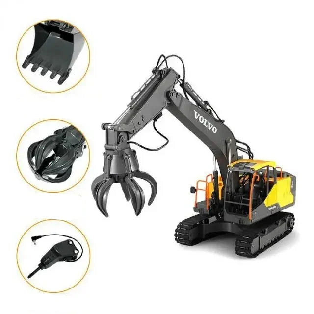 RC Excavator 1/16 Scale Alloy Digger 3in1 Construction Vehicle Fall 2025 Gift Idea