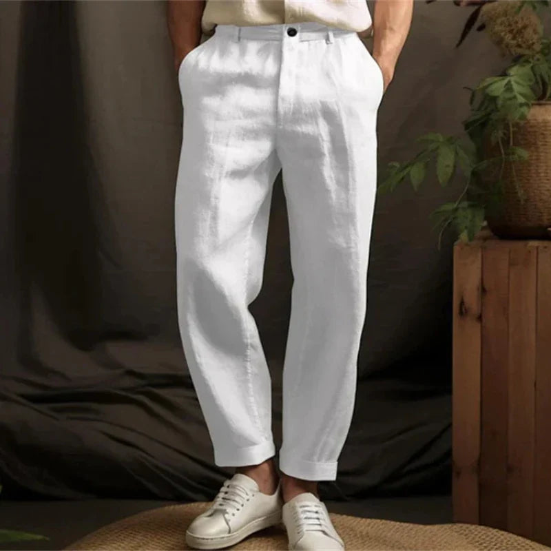 Spring Summer Casual Linen Trousers for Men - Breathable Loose Fit Vintage Straight Pants