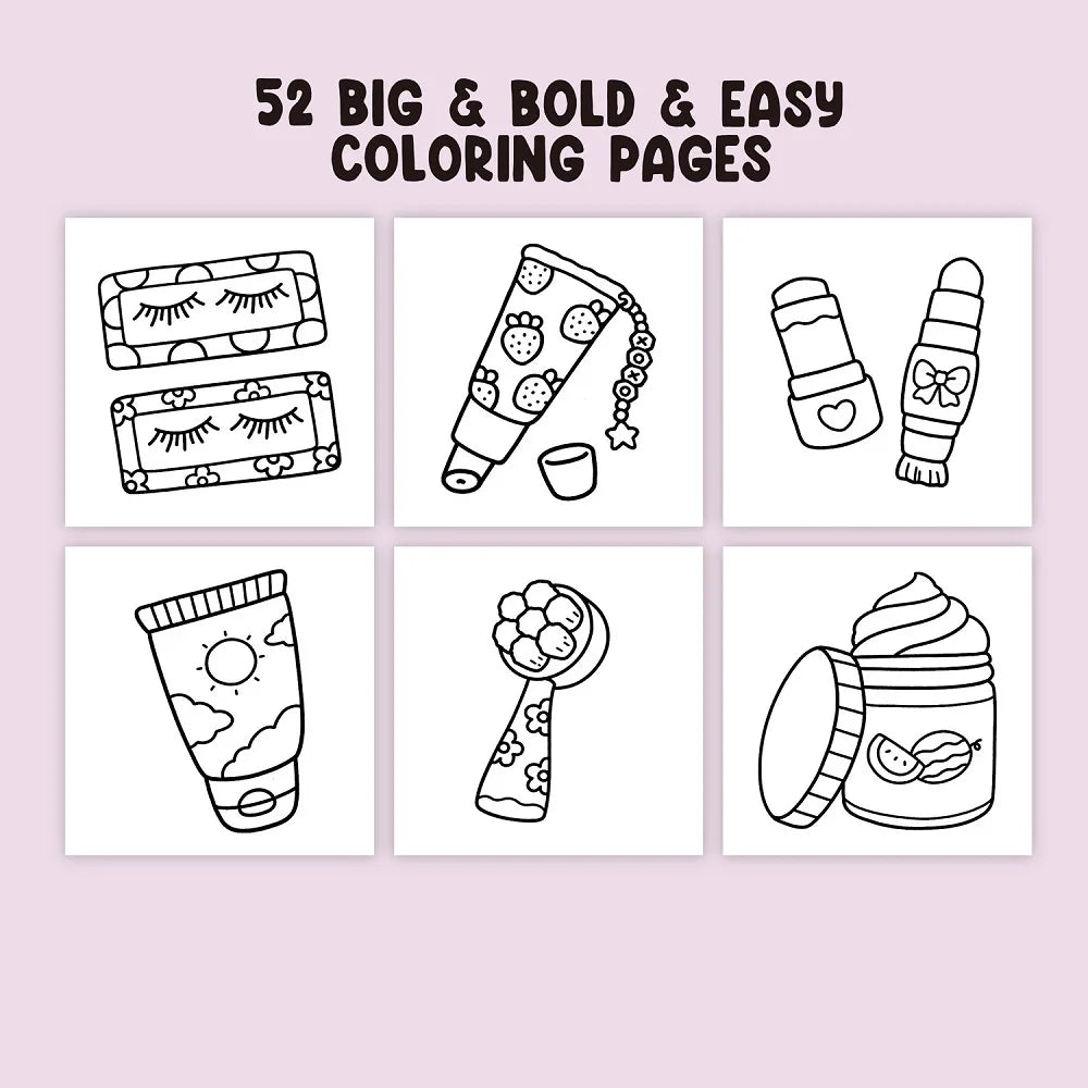Adult colouring Book Cosmetics Themed Bold Easy Patterns Fall 2025 Gift Idea