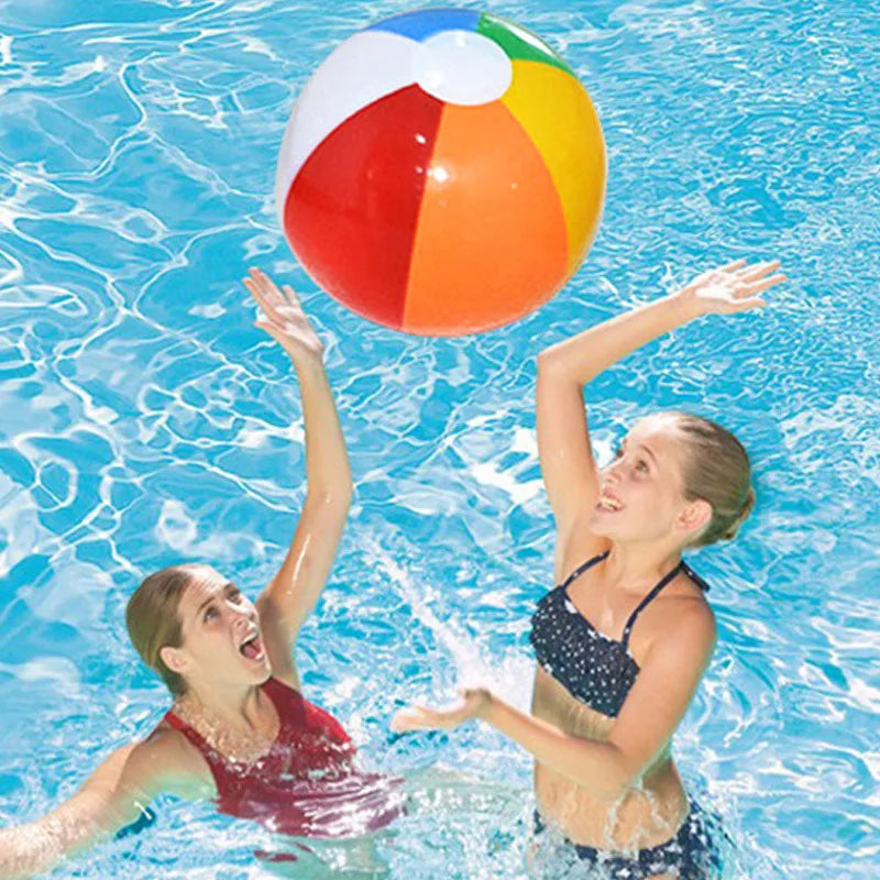 colourful Inflatable Beach Balls Set of 3, 23cm Diameter, Durable PVC for Pool and Beach Fun, Ideal for Kids Aged 3 and Up