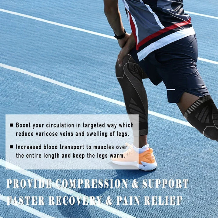 Full Leg Compression Sleeve Long Knee Support for Cycling Hiking Basketball – Pair 2026