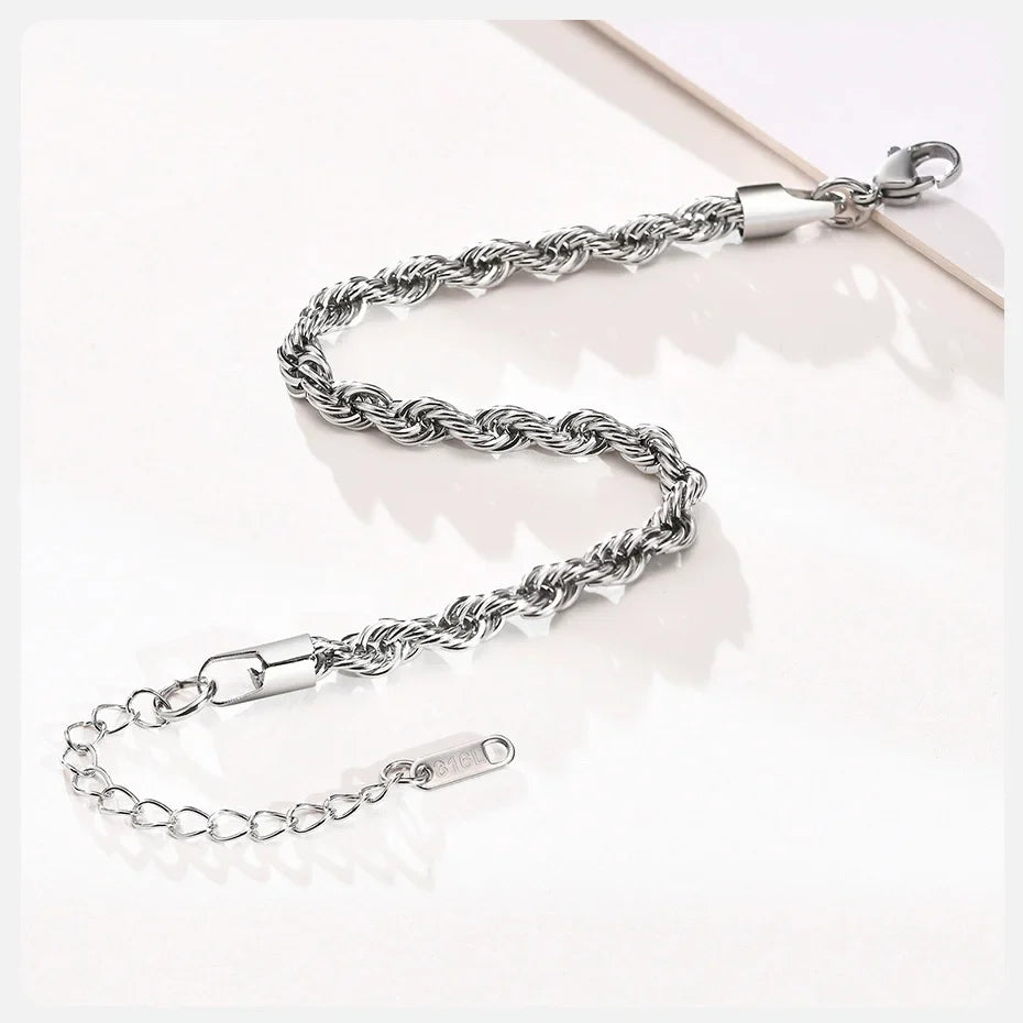Stainless Steel Rope Chain Bracelet Twisted Singapore