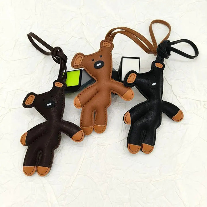 Bear Keychain PU Leather Mini Bag Charm Cute Gift Accessory