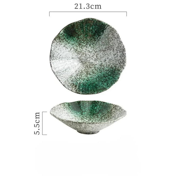 Japanese Ceramic Noodle Bowl Lotus Pattern Salad Bowl