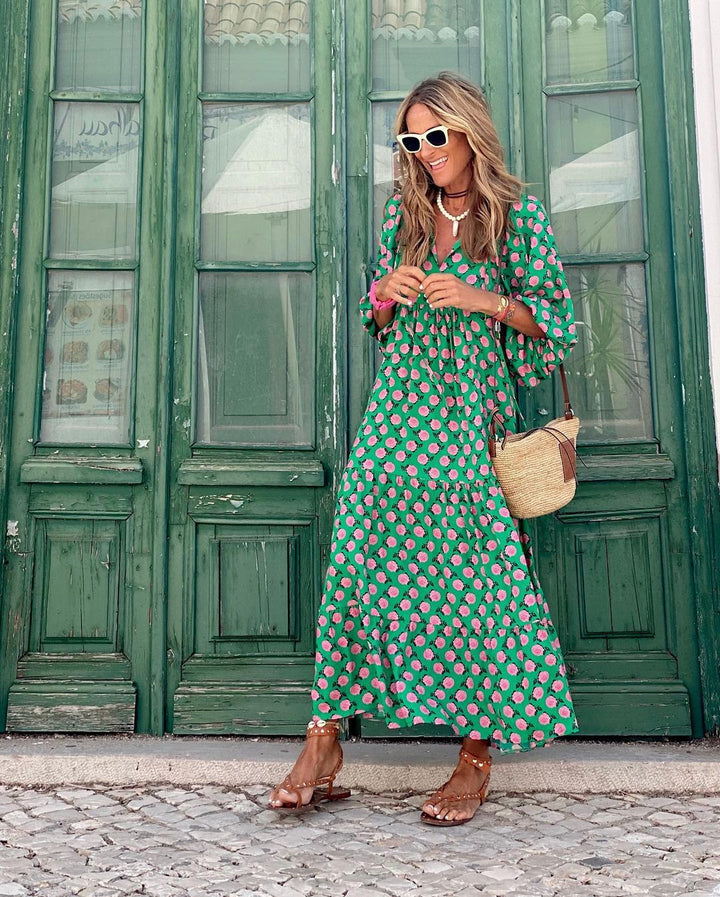 Elegant Long Sleeve Maxi Dress for Women, Flattering Floral Design, Perfect for Formal Events and Special Celebrations