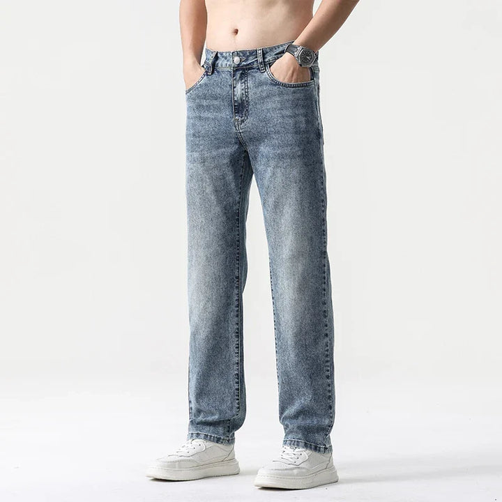 Oversized Men’s Wide Leg Jeans - Straight Lyocell, Casual