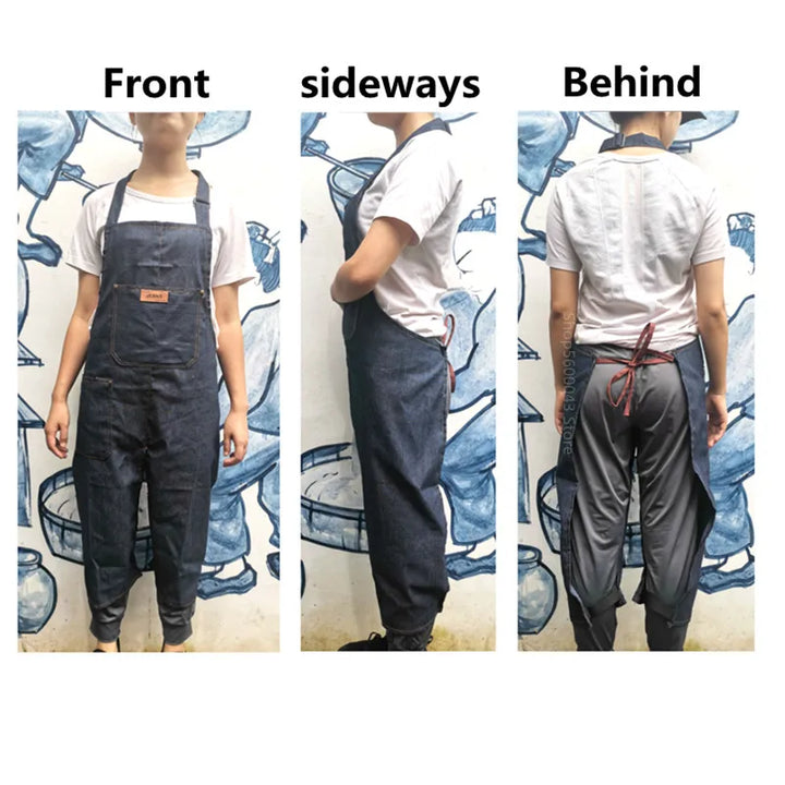 Pottery Apron Adjustable Denim Split Leg Overalls Studio Apron Fall 2025 Mud Retaining Pockets Anti Fouling