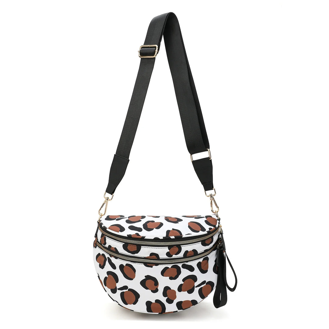 Versatile unisex crossbody bum bag – checkered nylon, box shape, travel and daily use