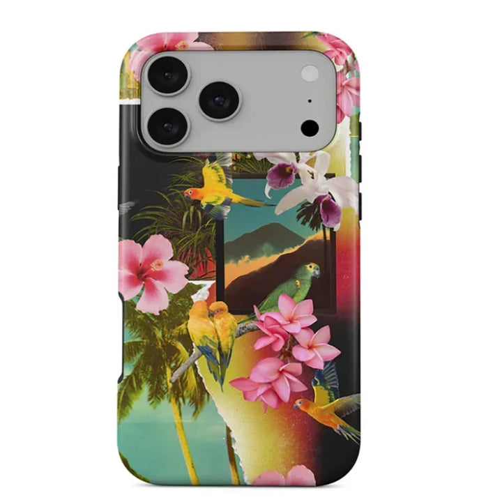 Tropical Ocean Double-Layer iPhone Case - PC TPU Cartoon Design Washable Cover for iPhone 11 to 17