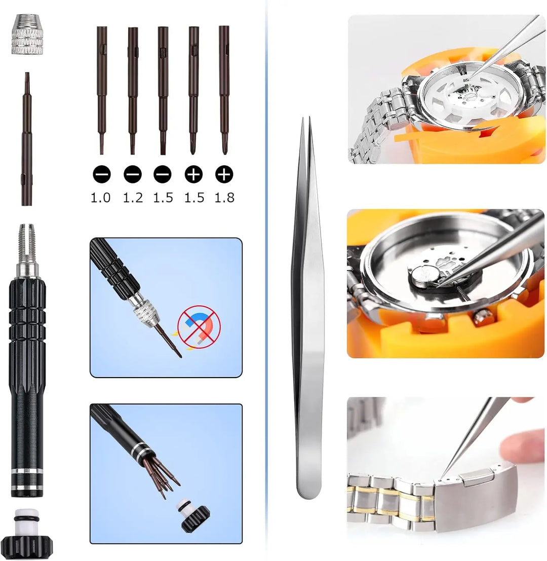 Watch Repair Tool Kit All In One 32-Piece Set Fall 2026 DIY Repair Kit With Screwdrivers Case Opener Tweezers