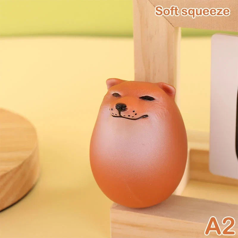 Soft Squeeze Shiba Inu Egg Shape Desk Decor - Fun Home Office Gift, Stress Relief Ornament