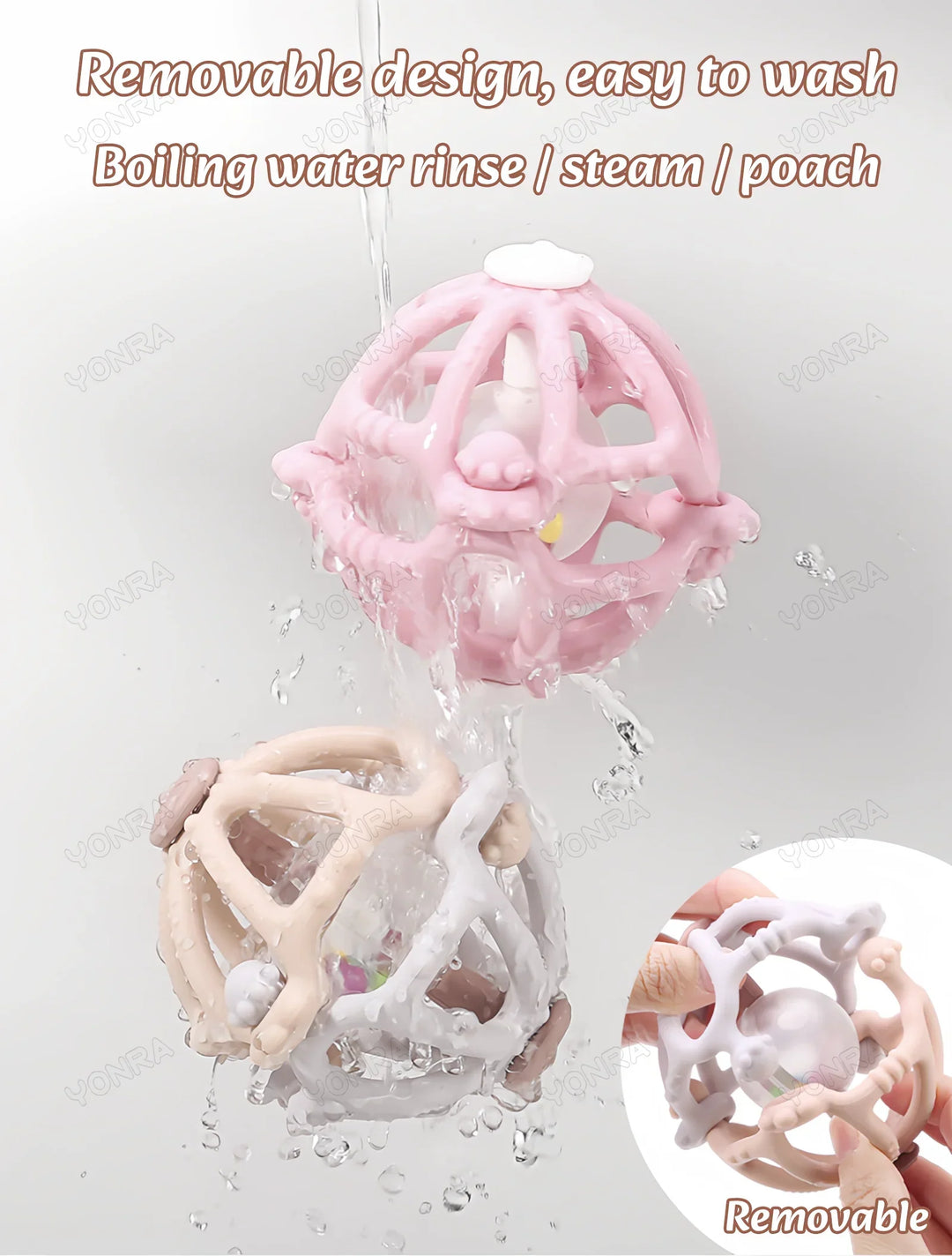 Silicone Teether Rattle Orb Montessori Newborn Sensory Toys