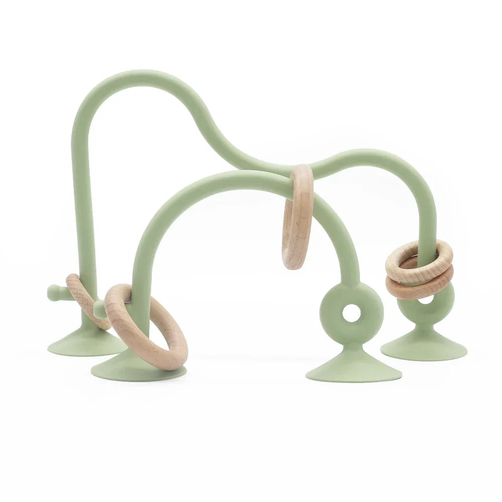 Soft Silicone Teether Toy with Wooden Ring, Safe Teething Ring for Infants, Ideal for Teething Relief and Sensory Exploration