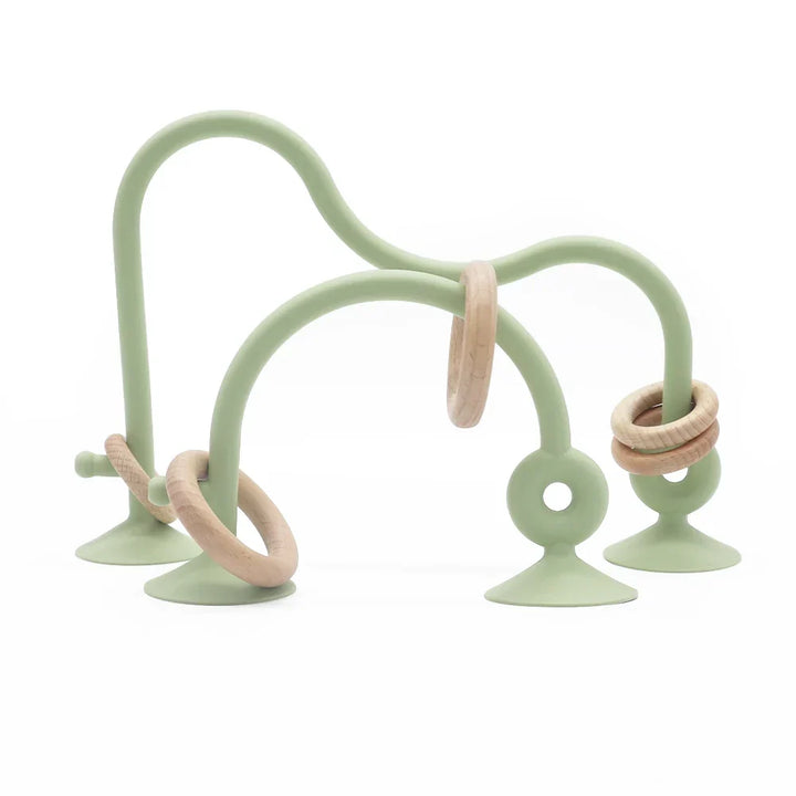 Soft Silicone Teether Toy with Wooden Ring, Safe Teething Ring for Infants, Ideal for Teething Relief and Sensory Exploration