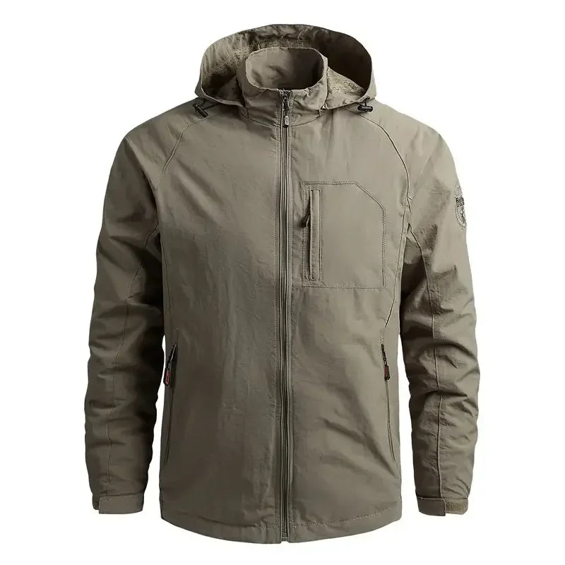 Waterproof Men Jacket- Hooded Windbreaker Polyester Camping