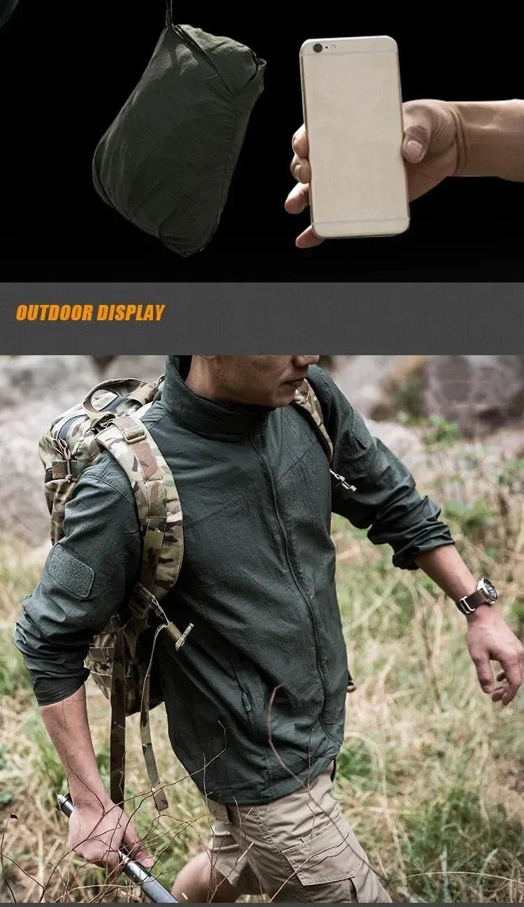Lightweight Men’s Jacket - Tactical Zip, Polyester, Summer