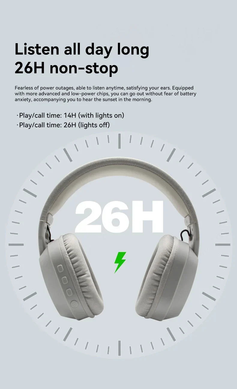 Gaming Headset Bluetooth 5.4 Wireless RGB Low Latency