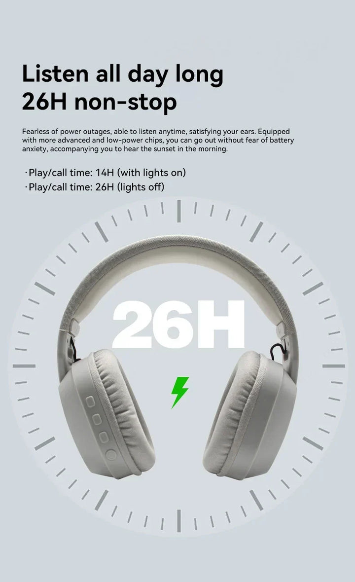 Gaming Headset Bluetooth 5.4 Wireless RGB Low Latency