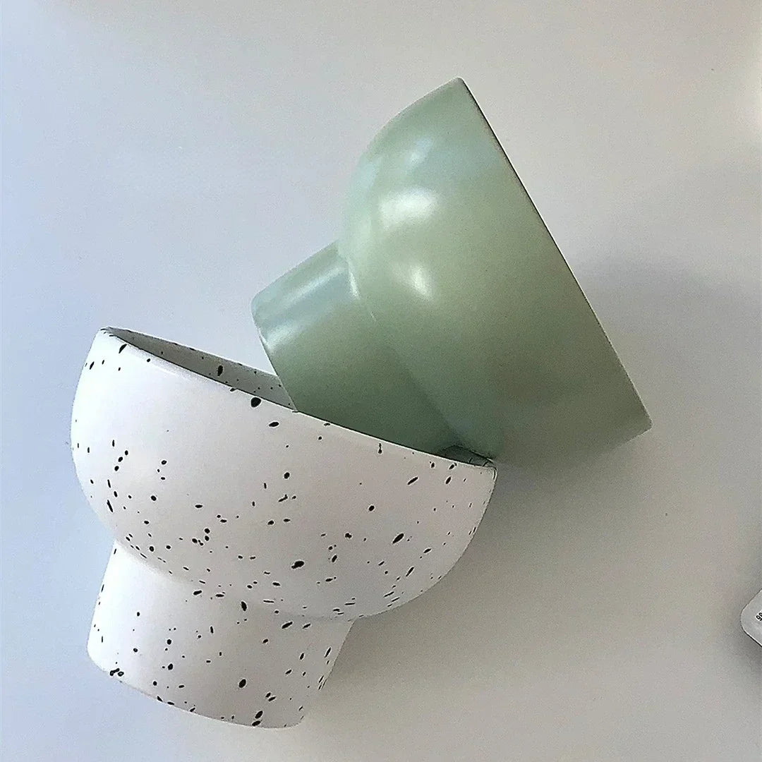 Ceramic Bowl 4 Inch Speckled White Retro Microwave Safe