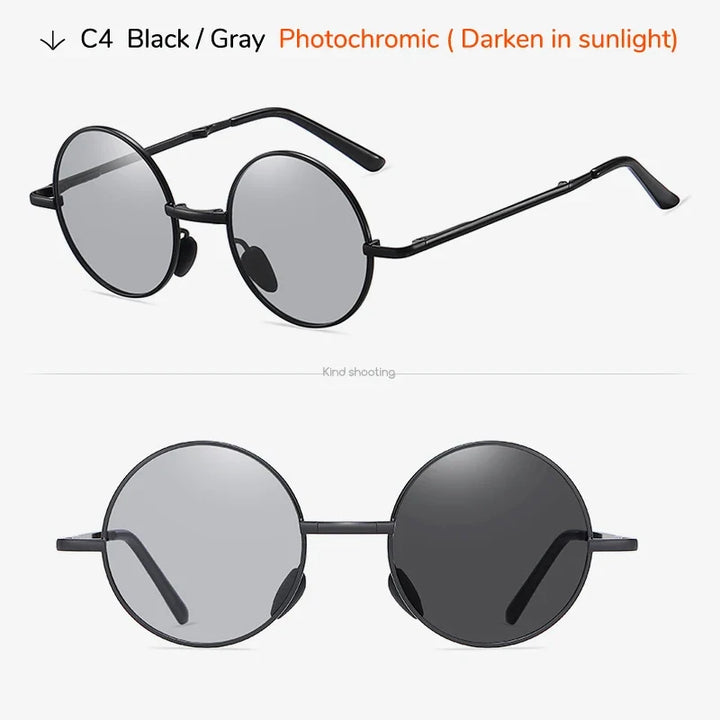 Photochromic Sunglasses Foldable Polarized Round Frame Summer 2026 Glare Reduction for Driving