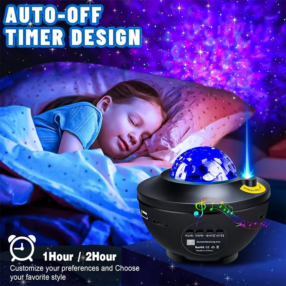 colourful Starry Galaxy Projector Night Light Child Bluetooth Music Lamp Gift