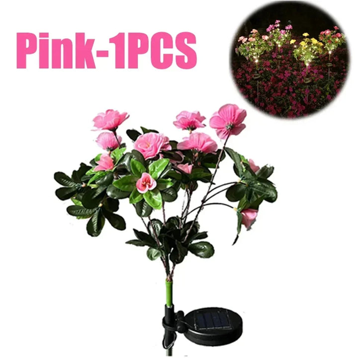 Solar Flower Lights Garden Decor LED Azalea Flowers Outdoor Yard Path Lighting 2026 Holiday Decor Gift Idea