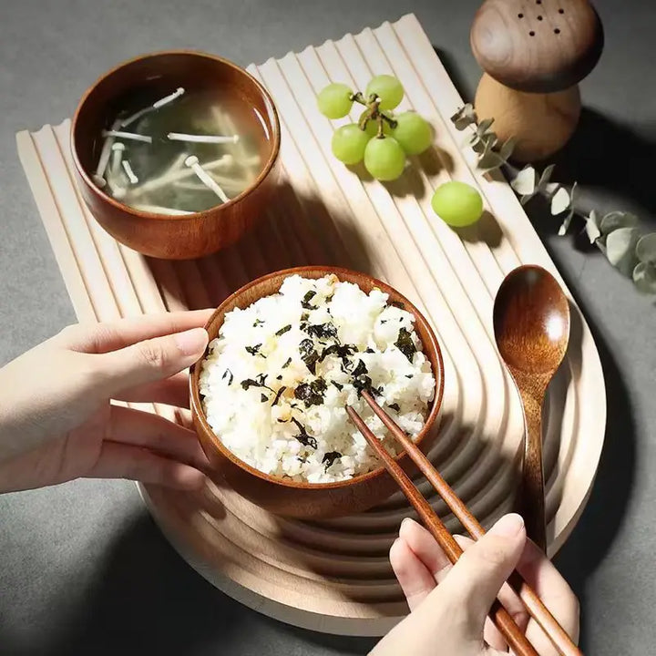Jujube Wood Soup Bowls Solid Wooden Japanese Bowls