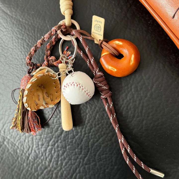 Braid Rope Bag Charm Leather Dachshund Keychain Aesthetic