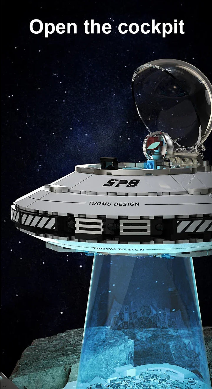 LED Light Up UFO Building Blocks Set 700 Piece Interlocking STEM Toy Summer 2026 Gift Idea