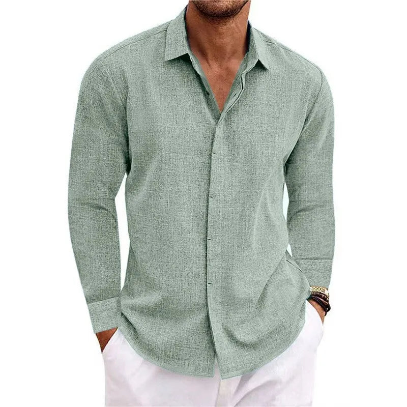 Men’s Long Sleeve T-Shirt – Loose Solid Color Casual Top for Plus Size Fashion