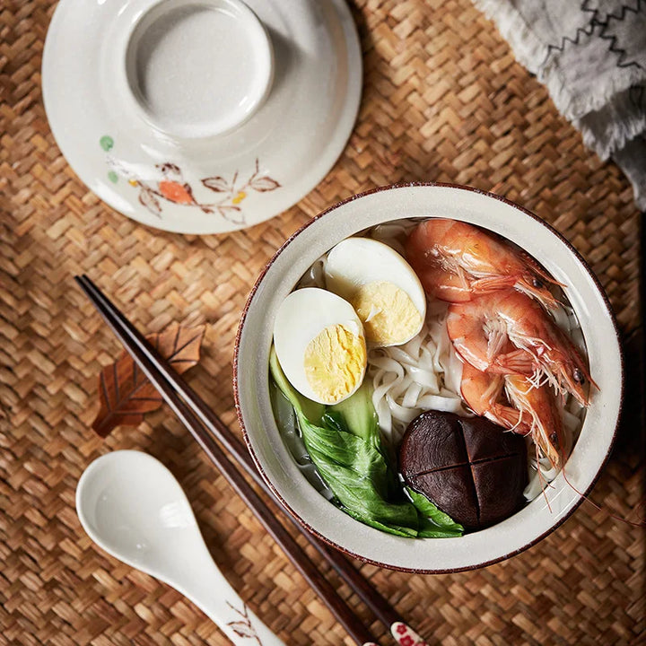 Instant Ramen Bowl With Lid Porcelain Large Capacity