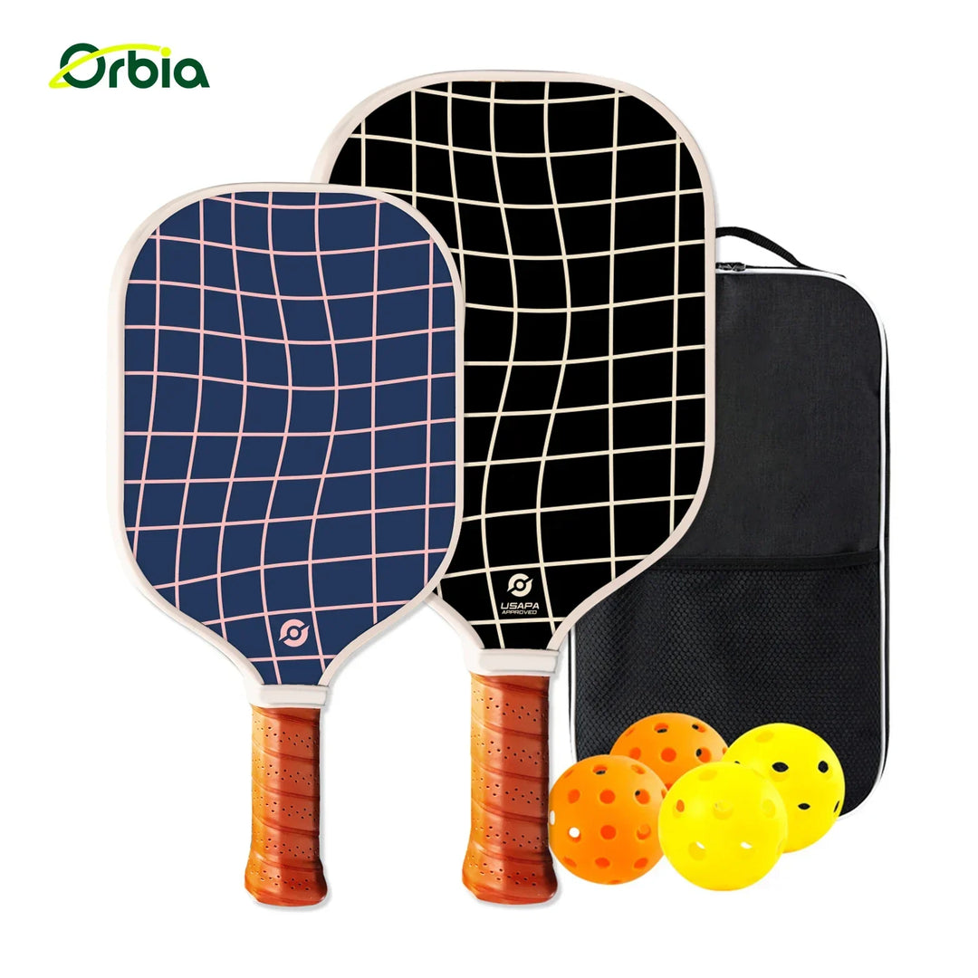 Pickleball Paddle Set for Family, Durable Glass Fiber with 13mm PP Core, Lightweight Outdoor Pickleball Equipment