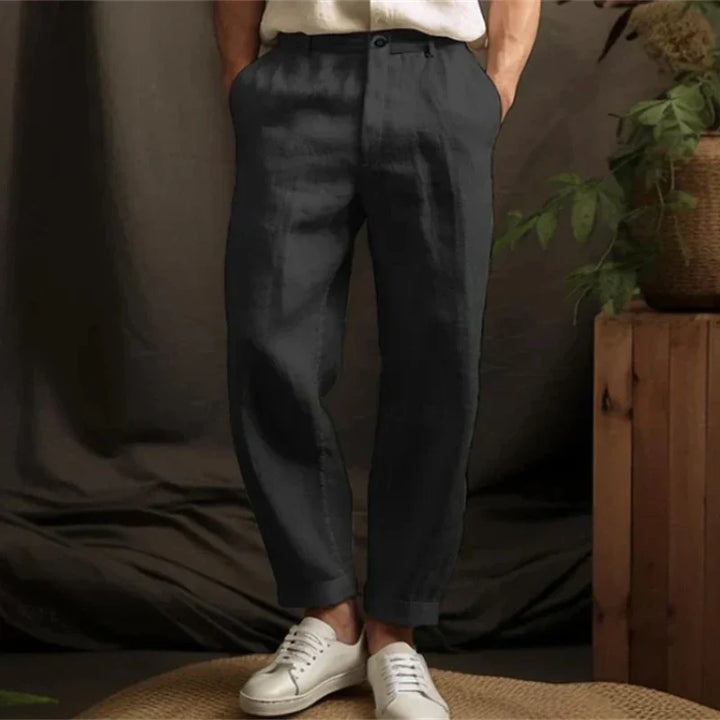Spring Summer Casual Linen Trousers for Men - Breathable Loose Fit Vintage Straight Pants