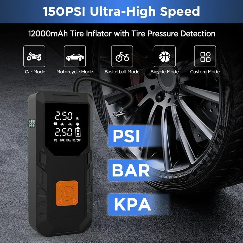 Car Jump Starter 4-In-1 Portable Power Bank Air Compressor Fast-Charging 12V Emergency Starter Fall 2025 Gift