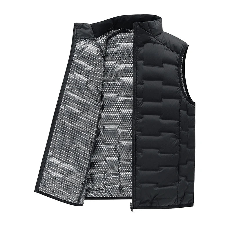Warm Cozy Men’s Down Vest - Stand Collar, Duck Down, Winter