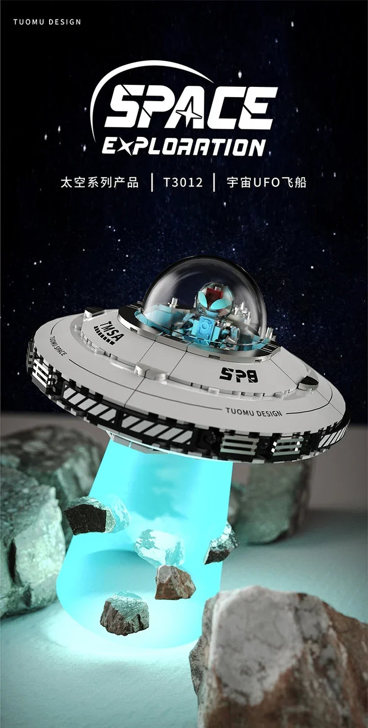 LED Light Up UFO Building Blocks Set 700 Piece Interlocking STEM Toy Summer 2026 Gift Idea