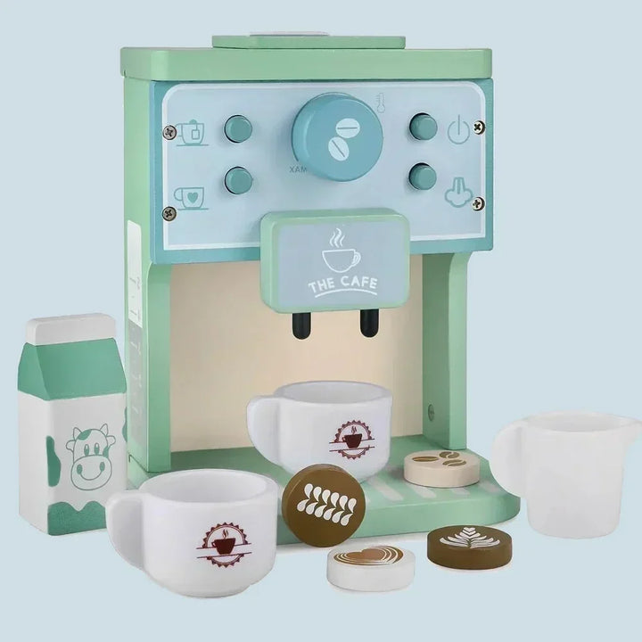 Wooden Kids Coffee &amp; Cookie Maker Toy Set - Educational Pretend Play Kitchen Gift for Boys &amp; Girls
