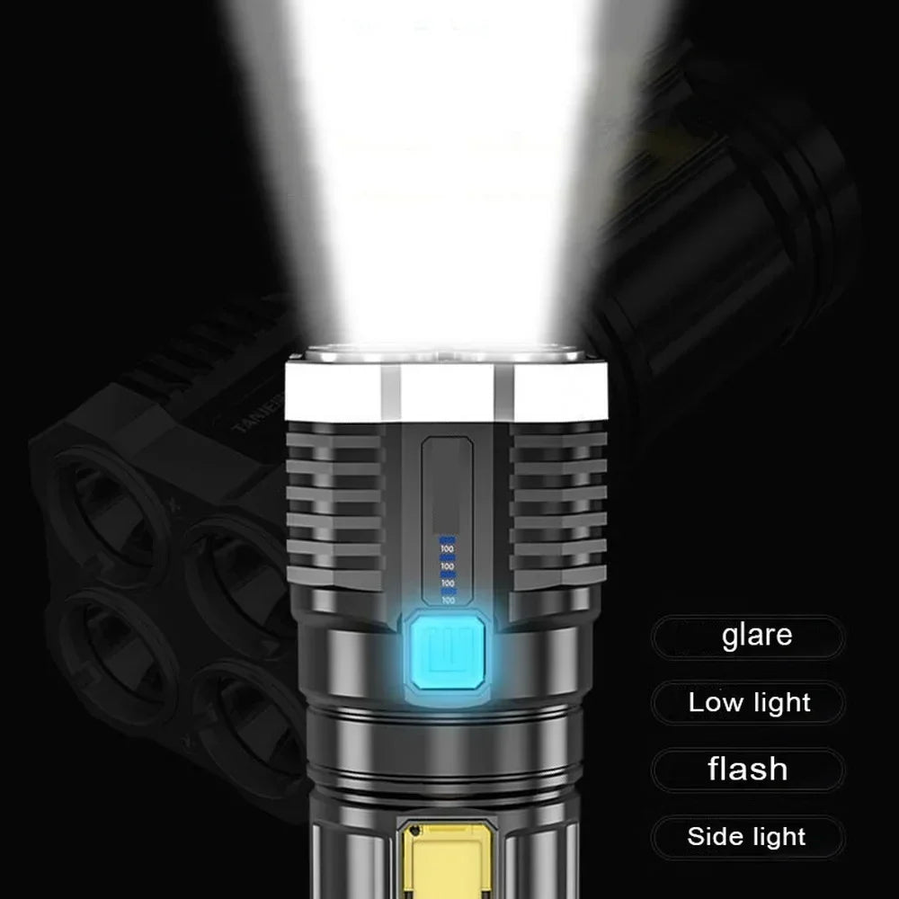 Led Mini Diving Rechargeable Torch - High Lumens Long Range Flashlight for Camping and Outdoor Use