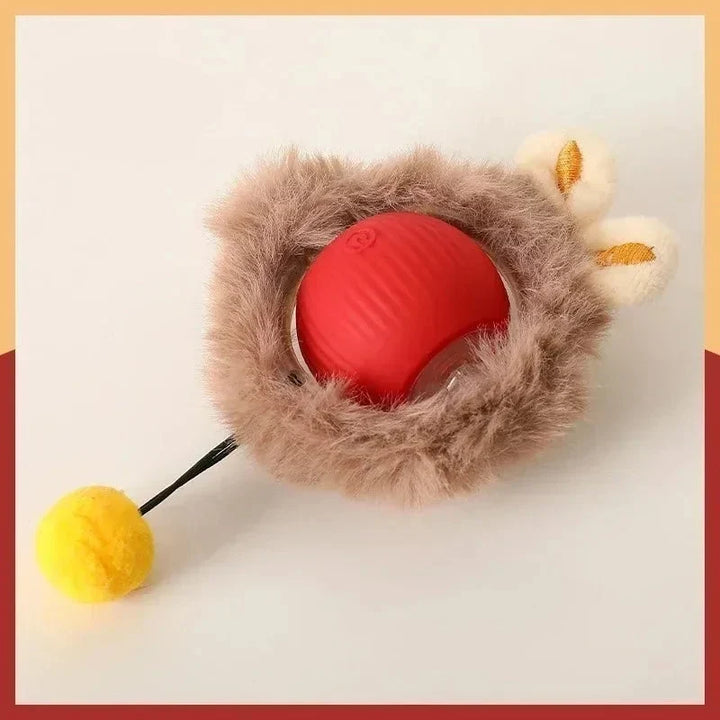 Plush Cat Interactive Ball Toy Automatic Rolling Ball - Rechargeable Smart Electric Toy for Cats and Dogs