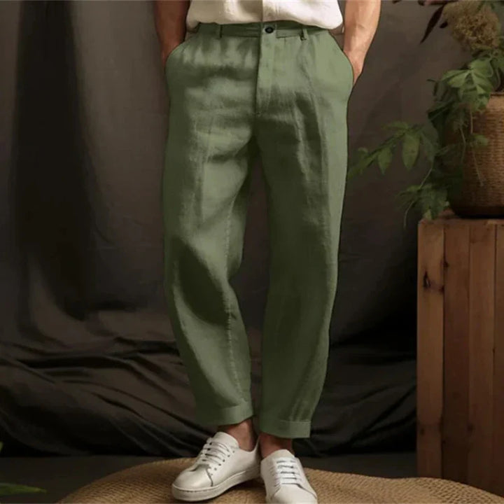 Spring Summer Casual Linen Trousers for Men - Breathable Loose Fit Vintage Straight Pants