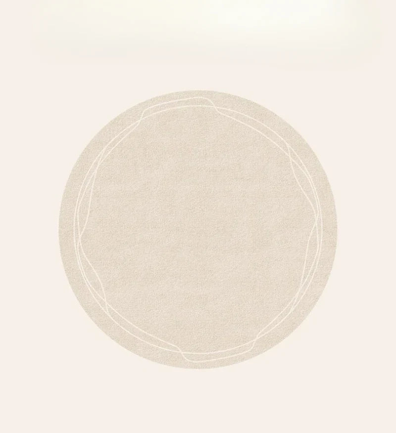 Round Rug Cream Wabi Sabi Luxury Non Slip Waterproof
