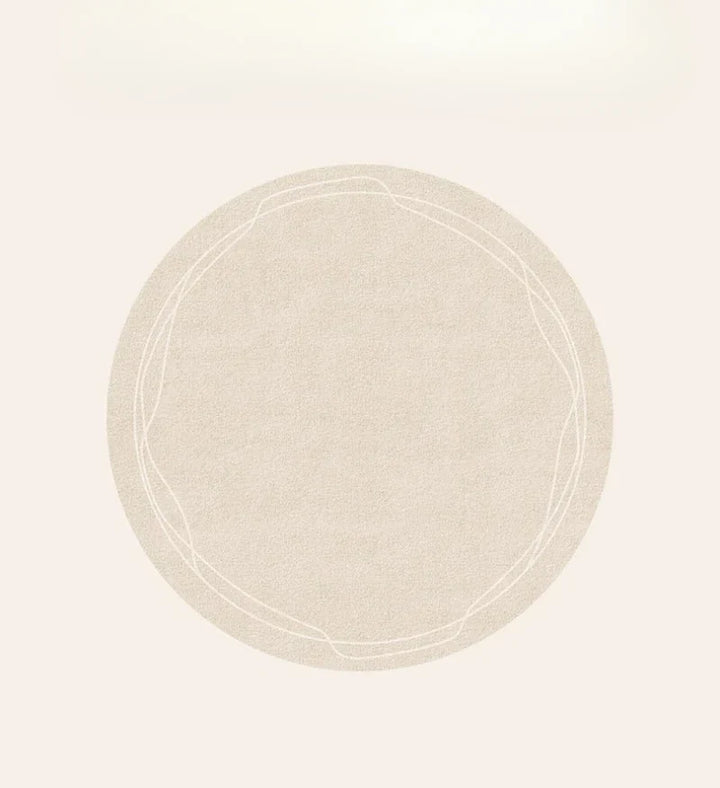 Round Rug Cream Wabi Sabi Luxury Non Slip Waterproof