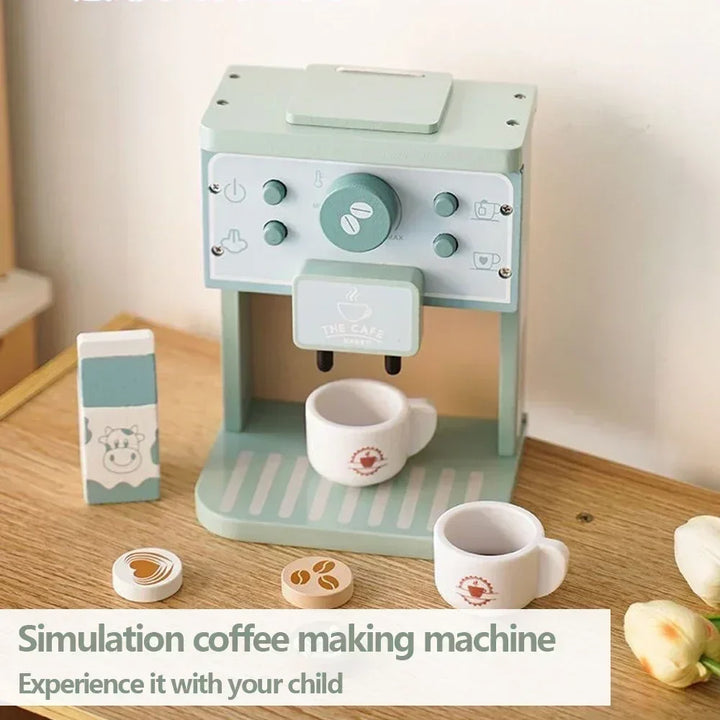 Wooden Kids Coffee &amp; Cookie Maker Toy Set - Educational Pretend Play Kitchen Gift for Boys &amp; Girls