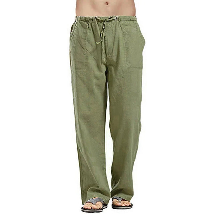 Solid Color Multi-Pocket Linen Men Pants - Casual Breathable Summer Trouser, Large Size